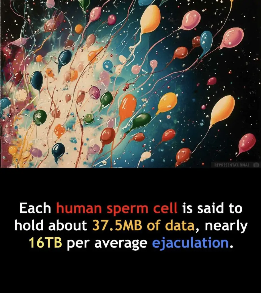 Il meme su quanti dati siano contenuti in uno spermatozoo umano