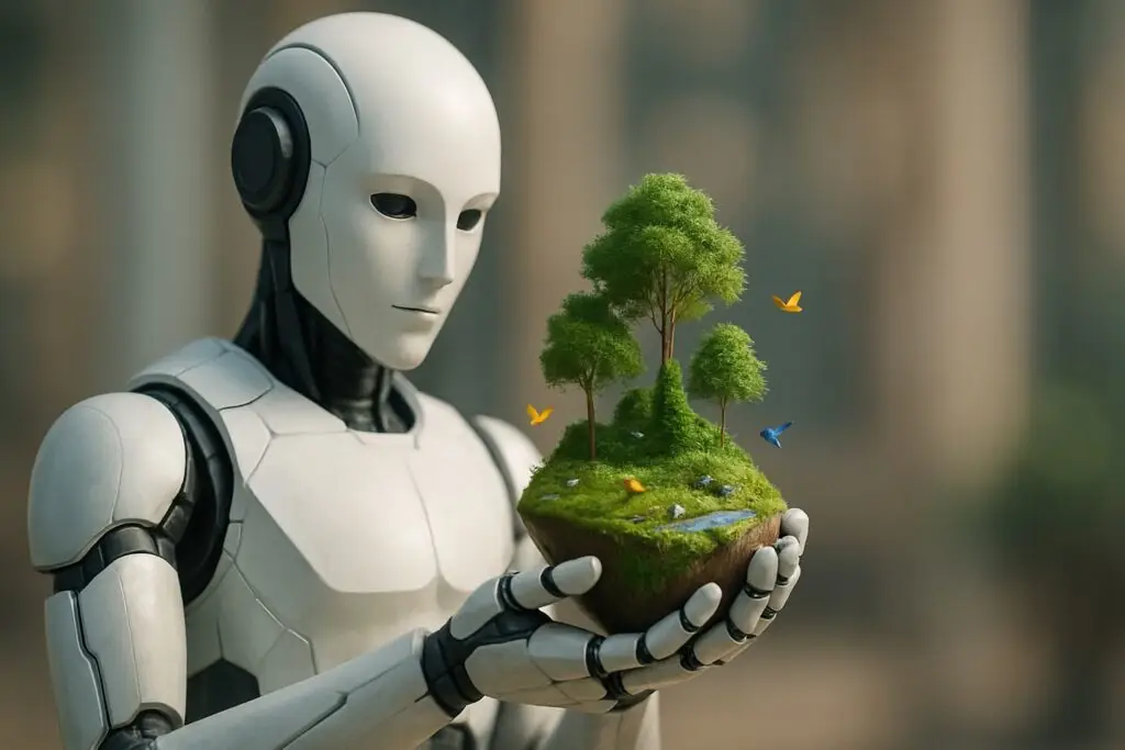 E se i robot salvassero anche l'ambiente?(Immagine generata con l'AI)