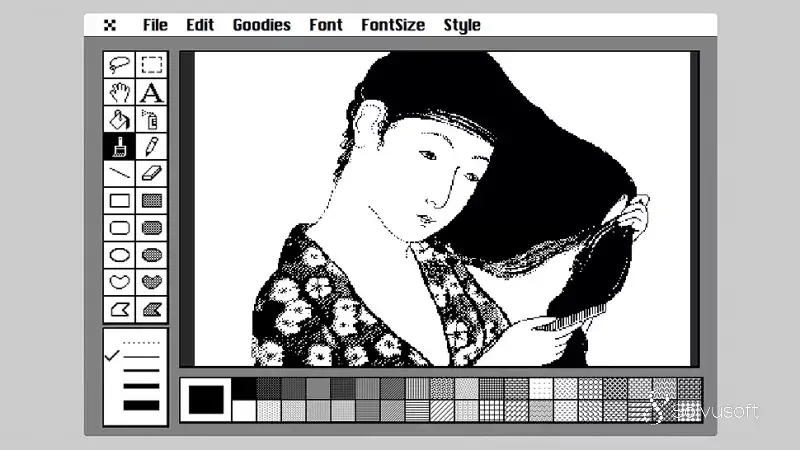 La schermata originale della presentazione di MacPaint 1.0
