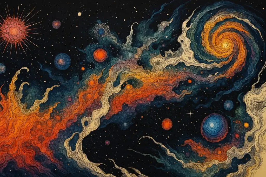 Il cosmo secondo l'AI, che poi è quella che ha generato questa immagine