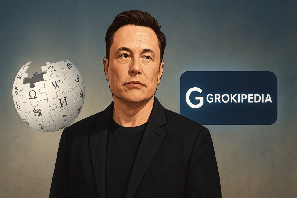 Mr Musk alla guerra contro Wikipedia. Ci pensa Grokipedia (Immagine creata dalla solita AI, ma che ve lo dico a fare)