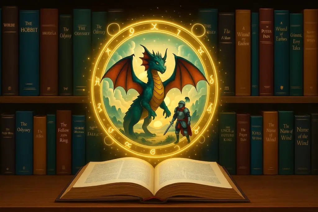 Cinque classici immortali, di quelli che ti restano nella testa Un mondo dentro ogni libro più o meno (Immagine generata dall'AI)