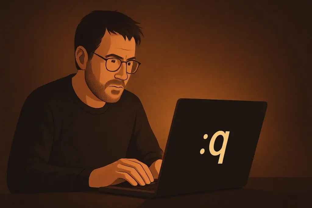 È arrivato il momento di uscire da questo editor (Immagine fatta dall'AI)