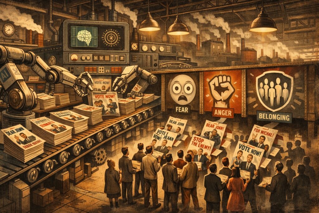 Tenetevi pronti perché sta arrivando la “slopaganda” Una di quelle immaginette piene di errori ed easter egg create dalle intelligenze artificiali di una volta