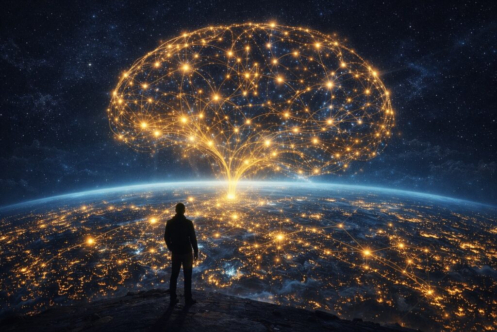 Alla fine con l'AI è come se ci fosse cresciuto un altro cervello sul pianeta (autoritratto generato dall'AI stessa)