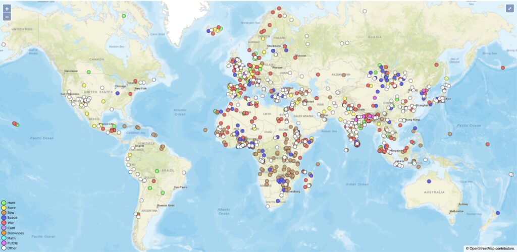 La mappa dei giochi ricostruiti dagli scienziati (Fonte Ludii Portal)