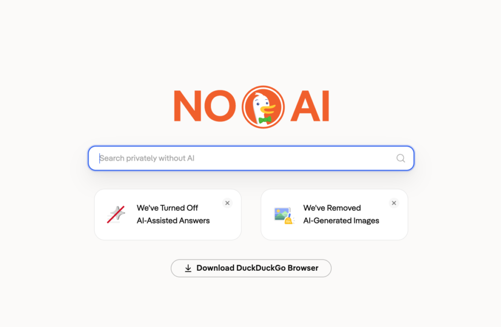 Perché Google sta spingendo gli utenti verso DuckDuckGo? DuckDuckGo No AI
