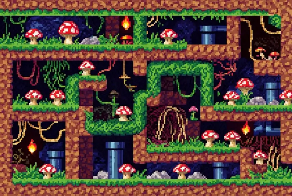 Un labirinto sotterraneo pieno di funghi secondo Grok ricorda un famoso videogioco giapponese