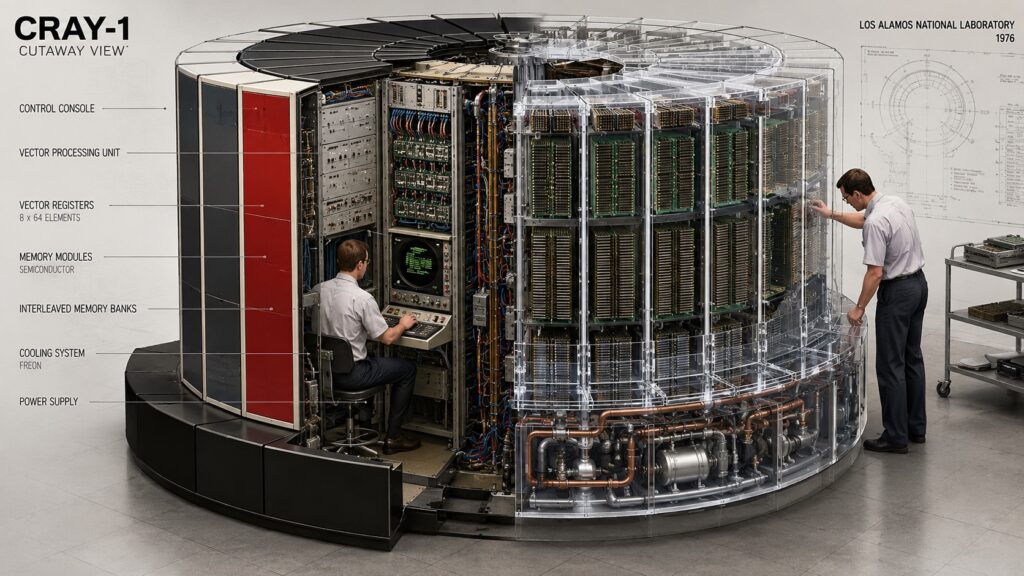 Versione cyberpunk del Cray-1 (Immagine inventata da ChatGPT)
